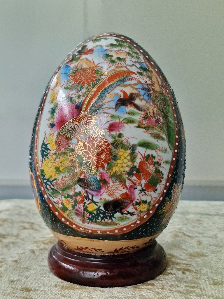 Vintage Satsuma Ei Porselein Handgeschilderd, Ophalen of Verzenden