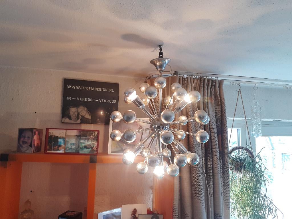 sputnik hanglamp jaren 60 70 design 5 lichtbronnen retro, Ophalen, Gebruikt, ?, ?