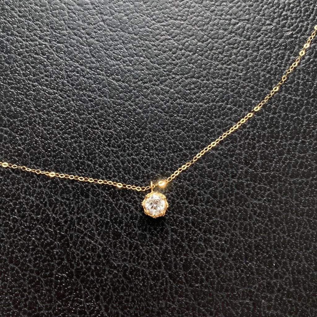 18K geel goud solitaire diamant ketting, Sieraden, Tassen en Uiterlijk, Kettingen, Geel, Nieuw, Ophalen of Verzenden, Met edelsteen