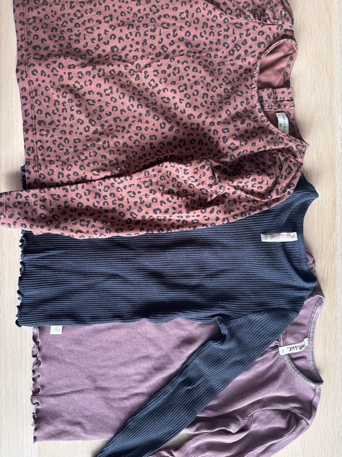 3 Longsleeves Meisjes: Petit Blue & Pomp de Lux (Maat 104), Ophalen of Verzenden, Gebruikt, Meisje, Shirt of Longsleeve