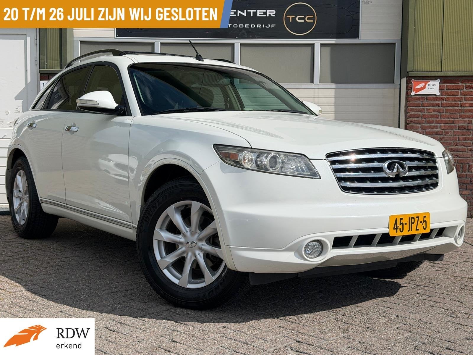 Infiniti FX 35 AWD/SCHUIFD/PARKS/LEER/STOELV/CRUISE/APK, Automaat, Gebruikt, Stoelverwarming, Wit