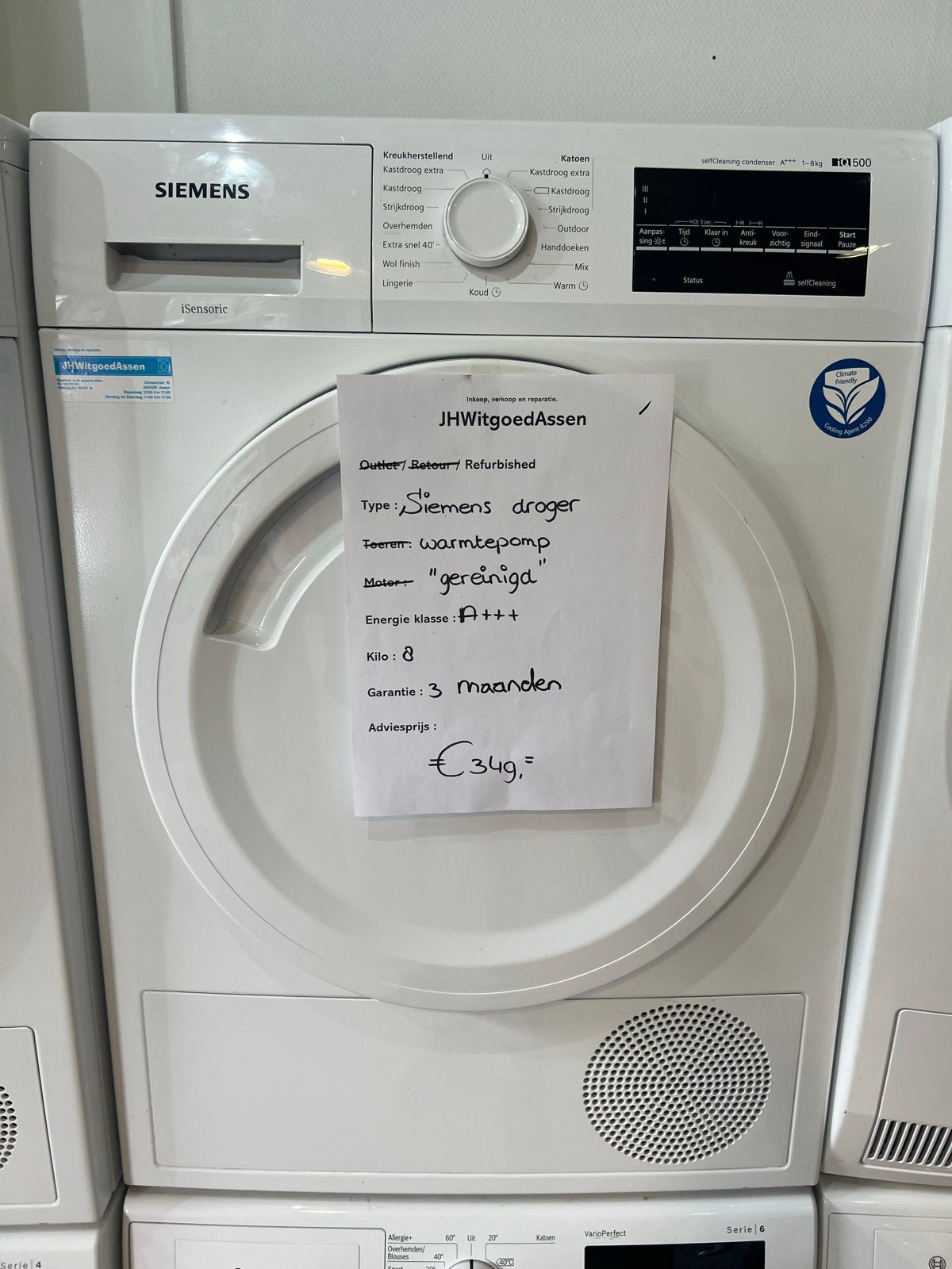 Siemens IQ500 warmtepompdroger A+++ 8kg, Witgoed en Apparatuur, Wasdrogers, Jhwitgoedassen, 8 tot 10 kg, Ophalen of Verzenden