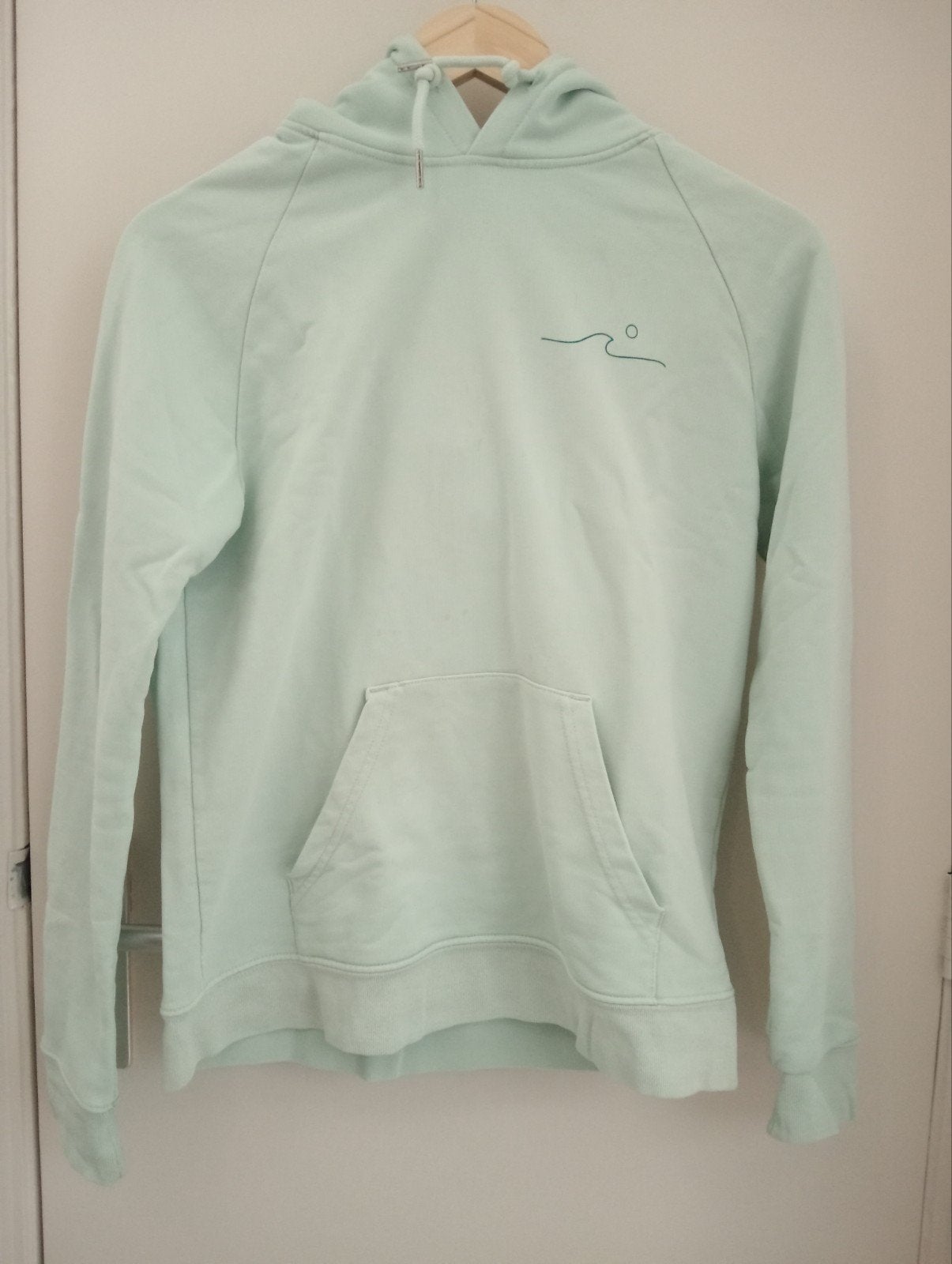 Lichtgroene hoodie met print - Maat S, Ophalen of Verzenden, Onbekend, Maat 36 (S), Gedragen