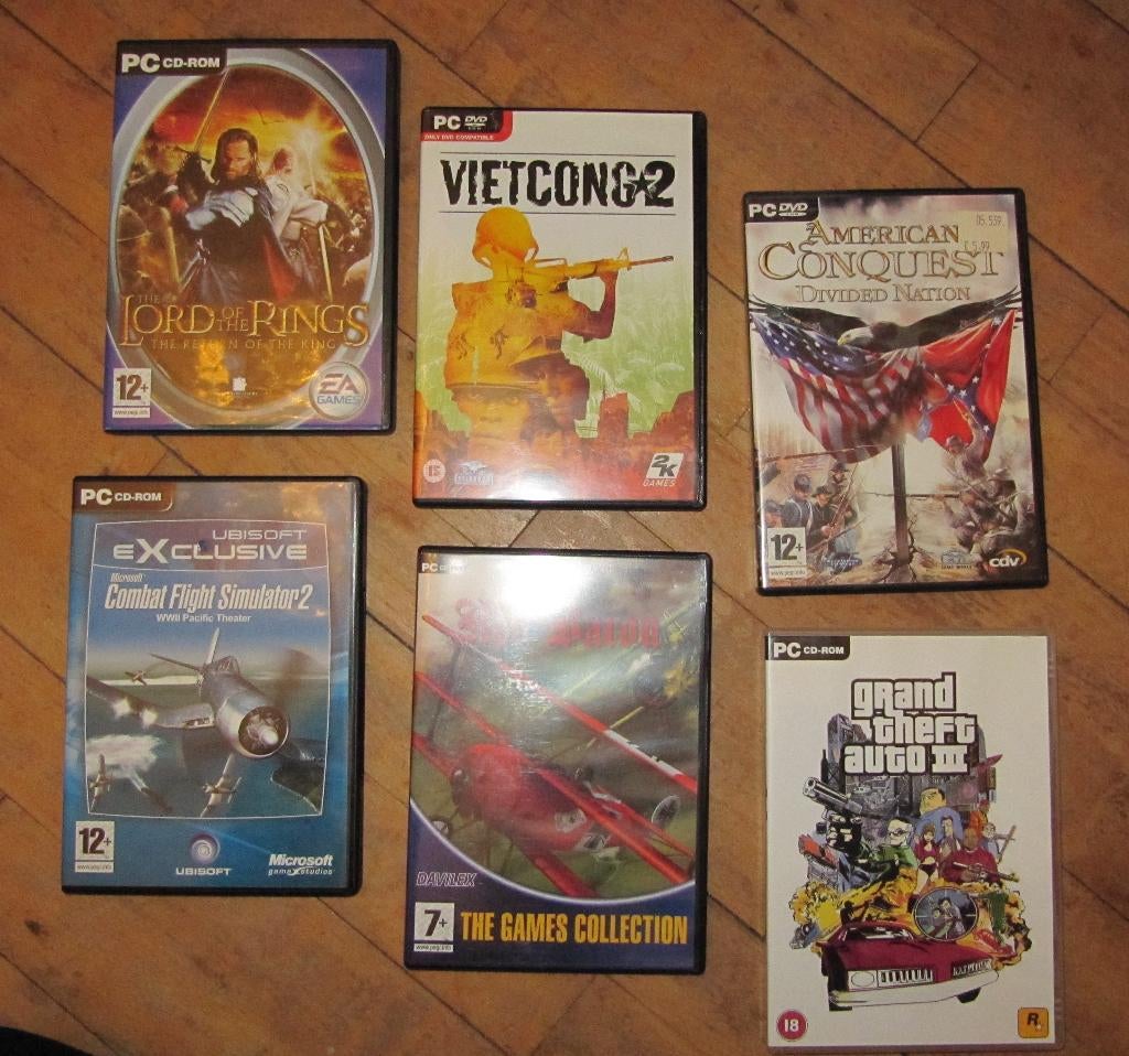 6 verschillende pc spellen GTA 3 Red Baron Combat Flight, Avontuur en Actie, Vanaf 18 jaar, 1 speler, Ophalen of Verzenden