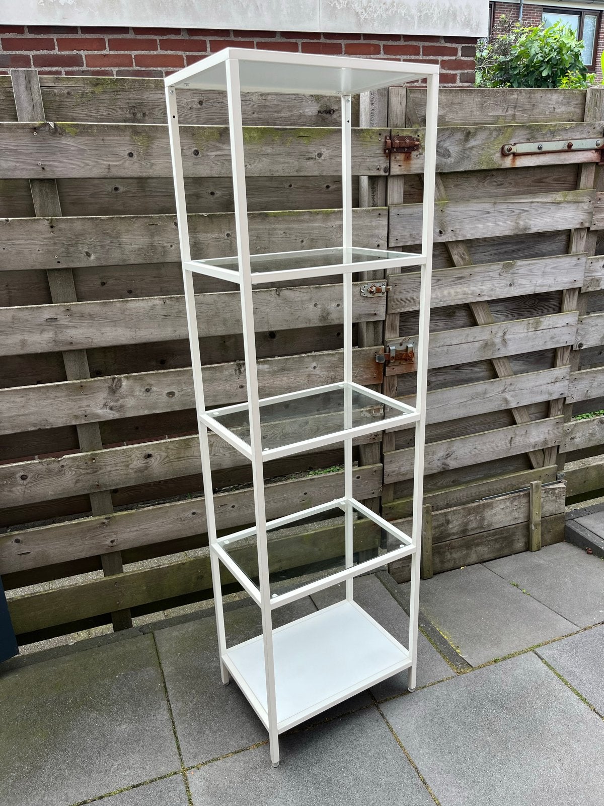 IKEA Vittsjö Rek boekenkast/vitrinekast wit/glas, Ophalen, Met plank(en), Minder dan 50 cm, Gebruikt