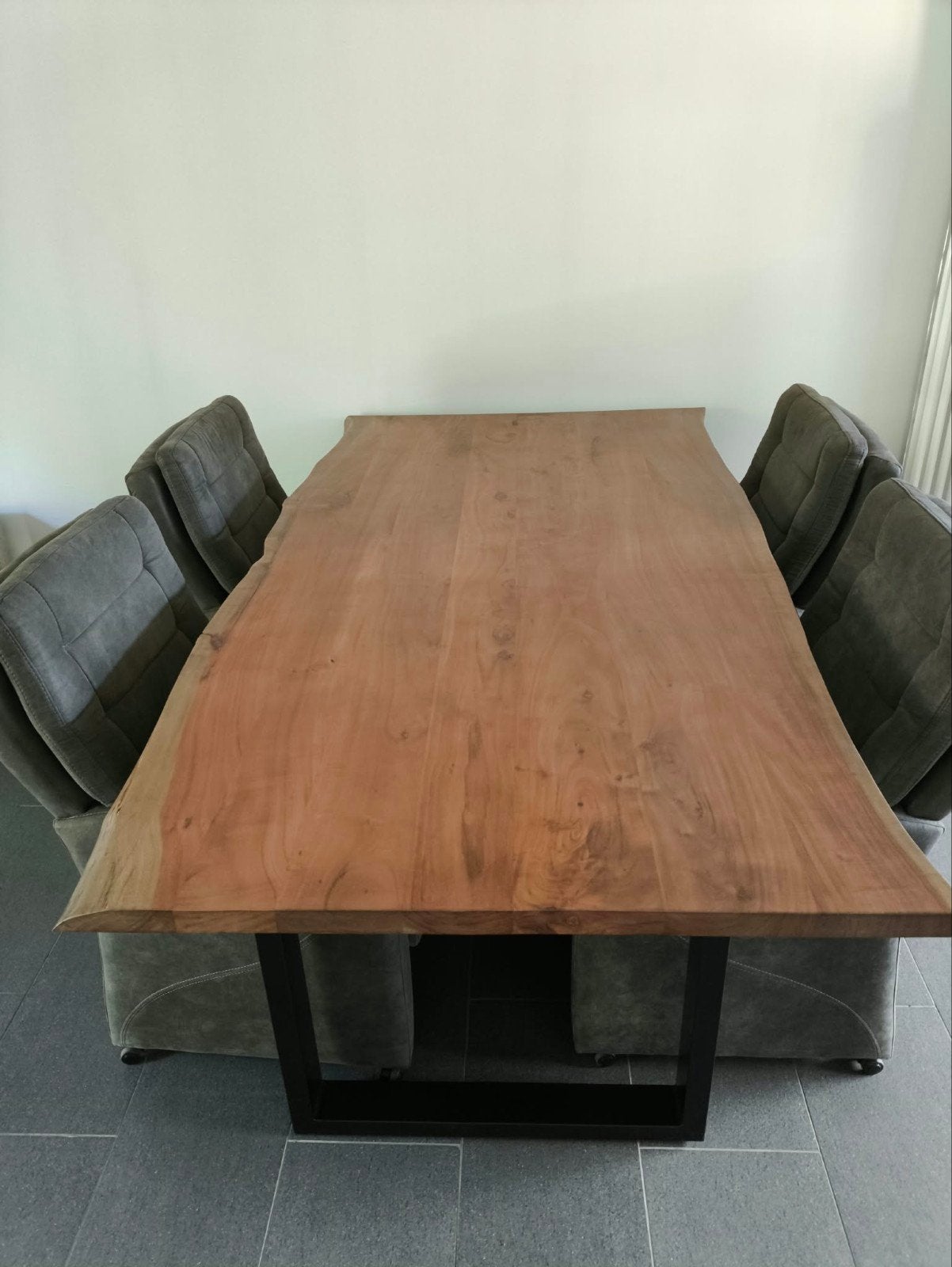 Boomstamtafel 200x100 met U-poten, Gebruikt, 100 tot 150 cm, 200 cm of meer, Vijf personen of meer