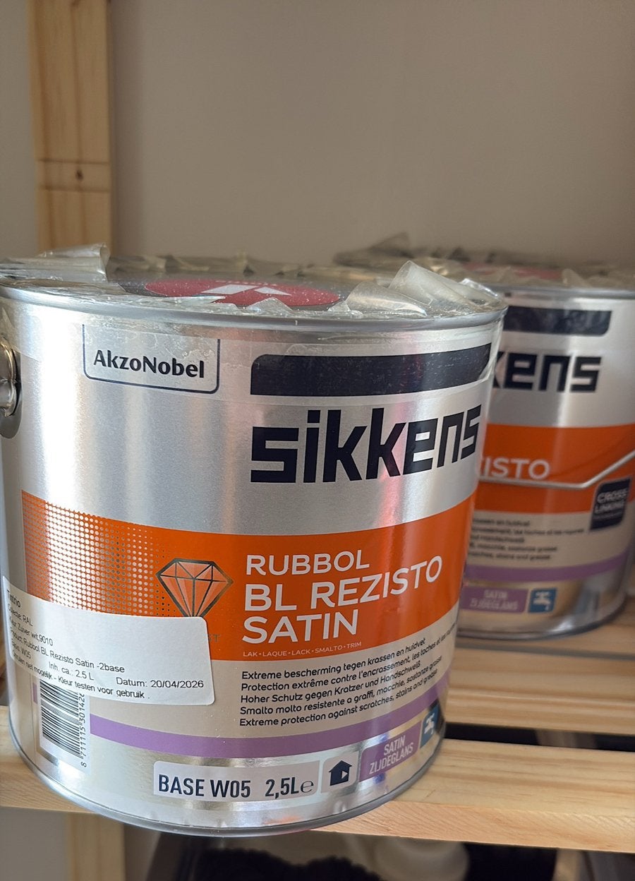 Sikkens rubbol BL Rezisto satin ral 9010, Ophalen of Verzenden, Nieuw, Wit, Lak