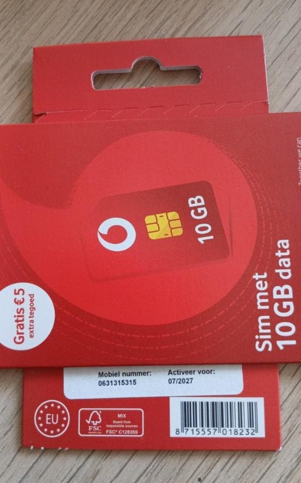 06-31-315-315 MOOI NUMMER VODAFONE PREPAID SIMKAART, Ophalen of Verzenden, Nieuw, Vodafone, Simkaart