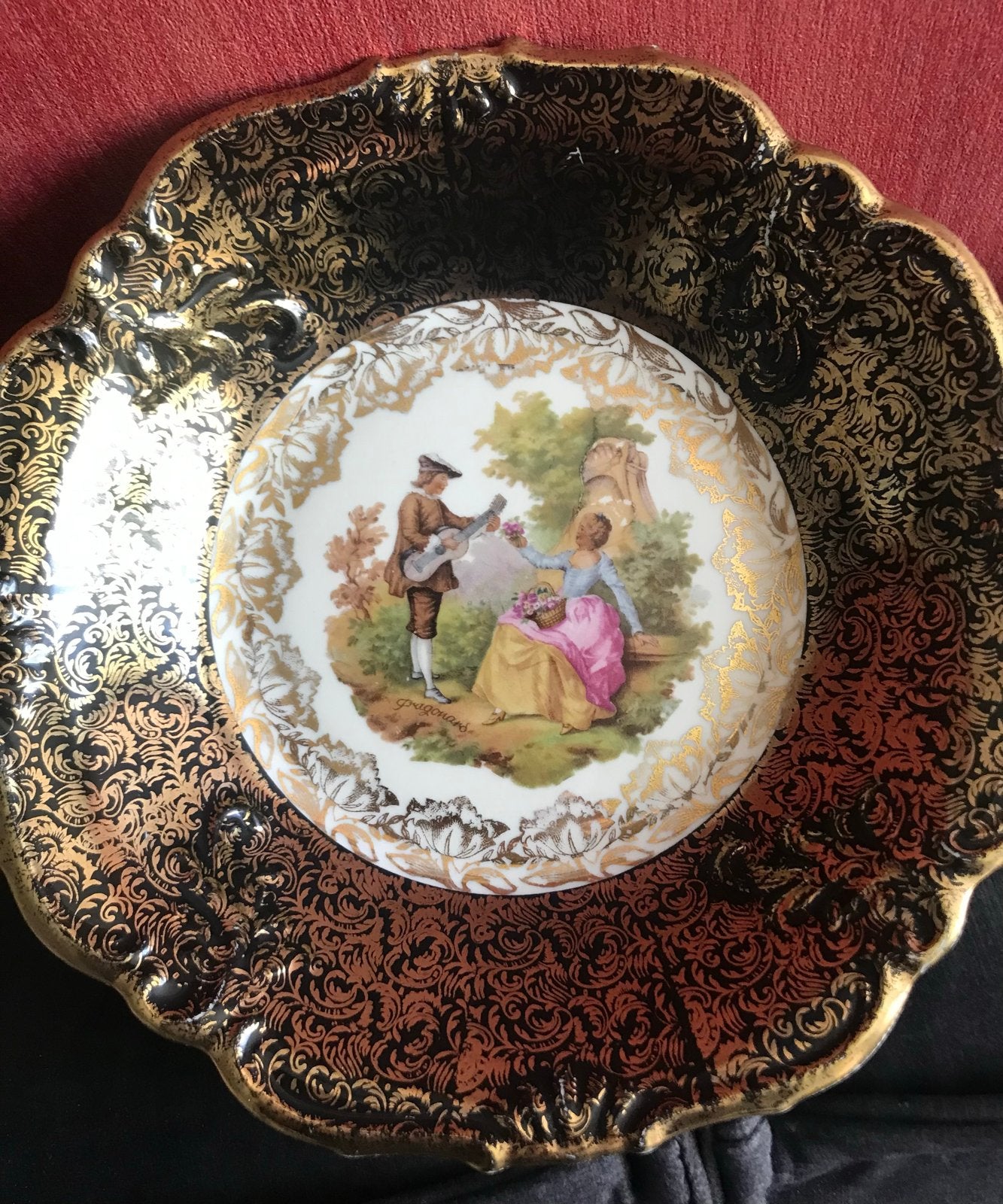Antieke Duitse porseleinen schaal met Fragonard decor, Antiek en Kunst, Ophalen