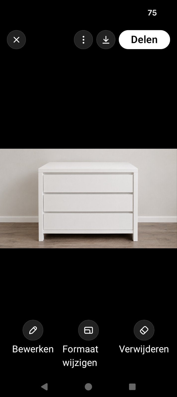 Witte commode met 3 lades, Kinderen en Baby's, Kinderkamer | Commodes en Kasten, Zo goed als nieuw, 90 tot 105 cm, 100 cm of meer