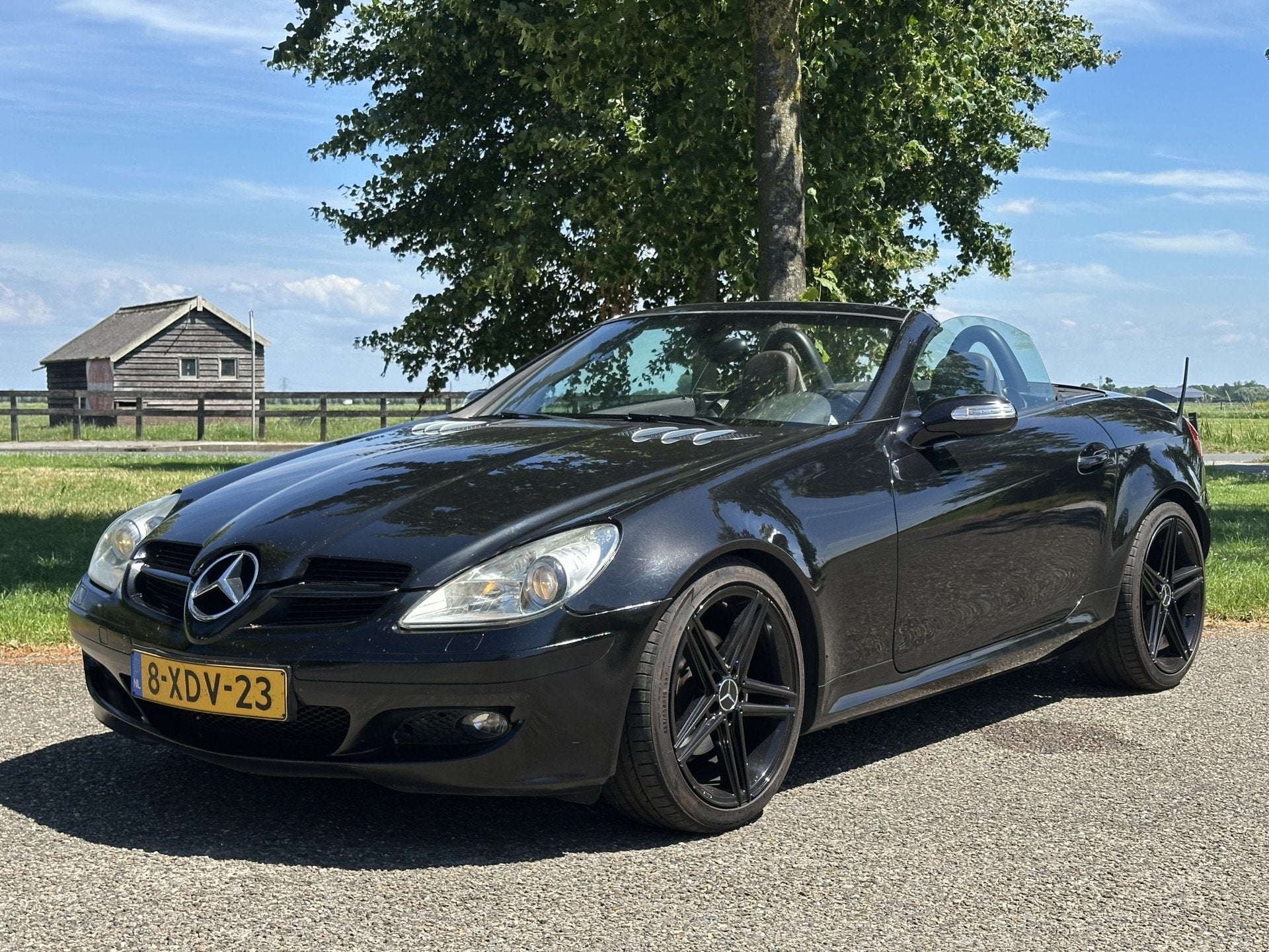 Mercedes-Benz SLK 200 K. Rijdt perfect * Stoere auto * Leer, Achterwielaandrijving, Gebruikt, 4 cilinders, Zwart