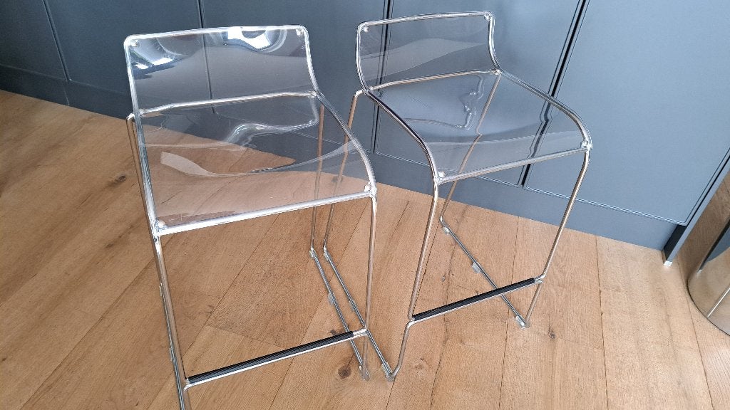 2 barkrukken, Ophalen, Gebruikt, 60 tot 90 cm, Metaal