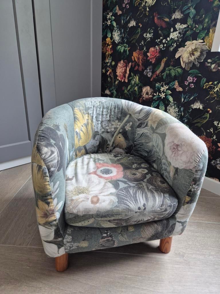 Leuke kinderfauteuil met bloemenprint, Minder dan 50 cm, Gebruikt, Minder dan 75 cm, Stof