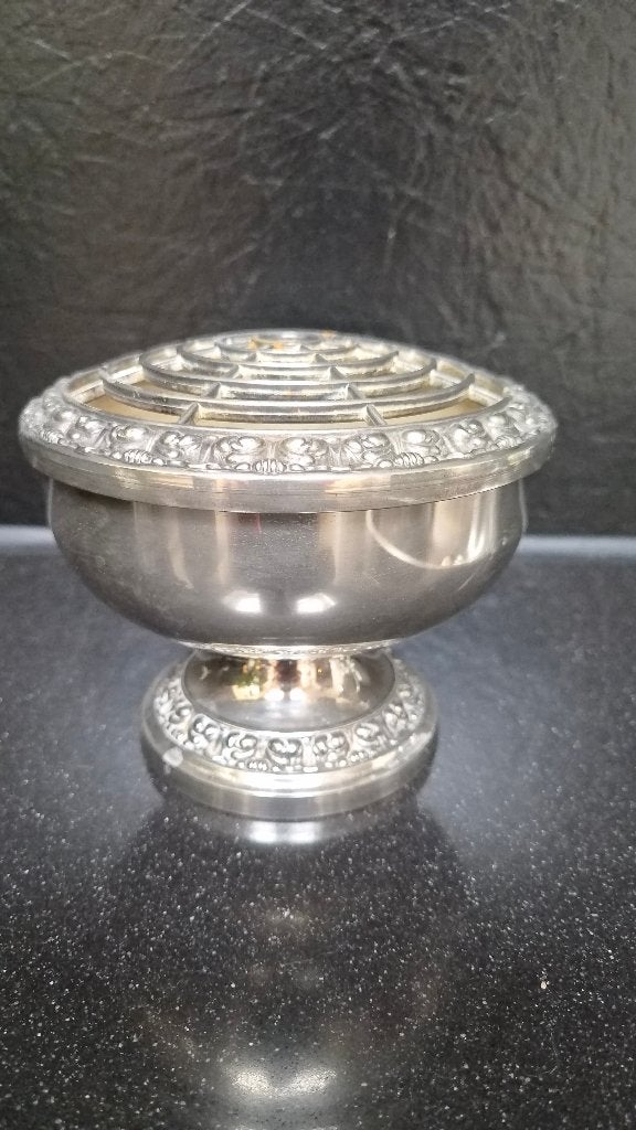 Rozenbowl vaas verzilverd, Ophalen of Verzenden