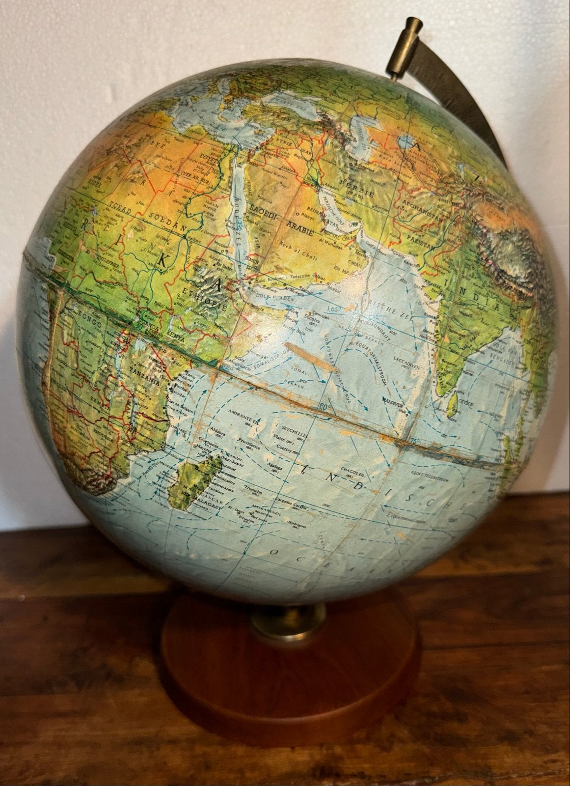 Vintage Scan-Globe Wereldbol - H 40cm, D 34cm, Gebruikt, Draaibaar, Ophalen of Verzenden, Staatkundige wereldbol