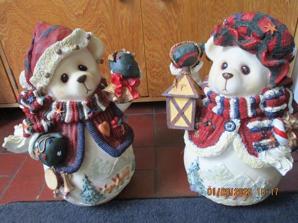 Kerst, 2 decoratieve beren/sneeuwballen van ,ku nststof, Ophalen, Nieuw, Overige stijlen