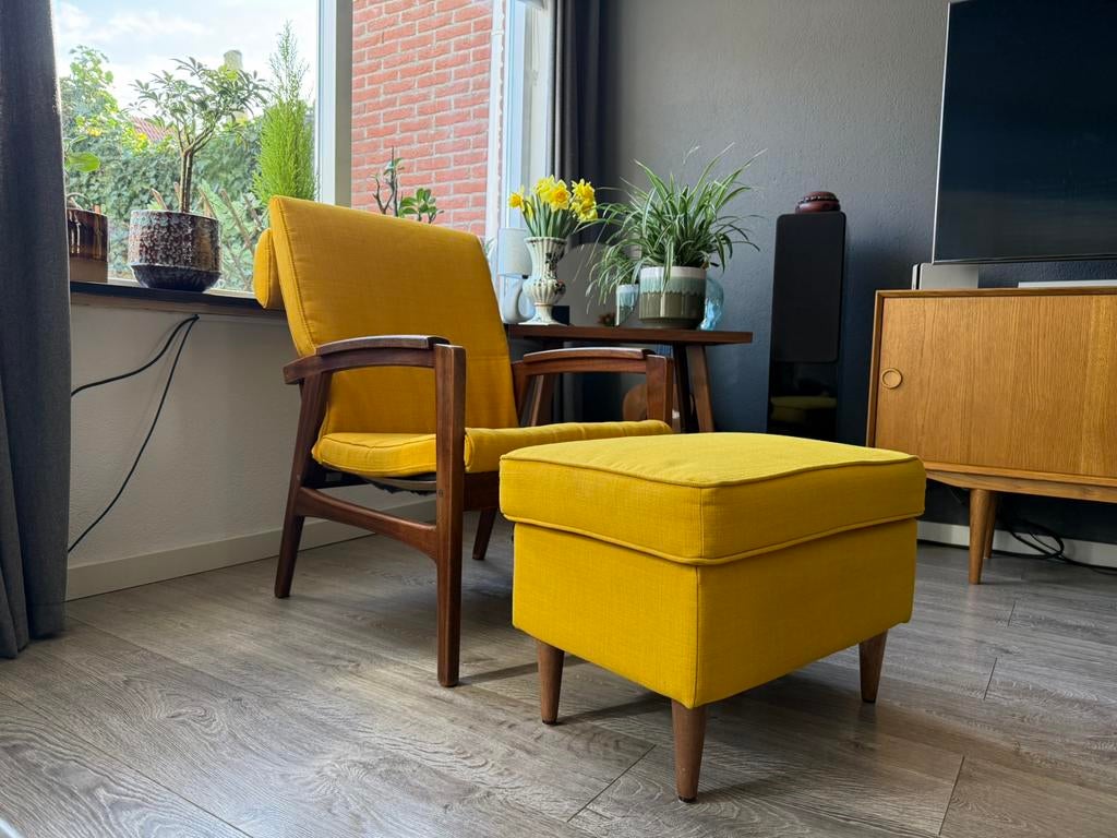 Vintage Deense fauteuil., Huis en Inrichting, Fauteuils, Zo goed als nieuw, 50 tot 75 cm, Minder dan 75 cm, Ophalen