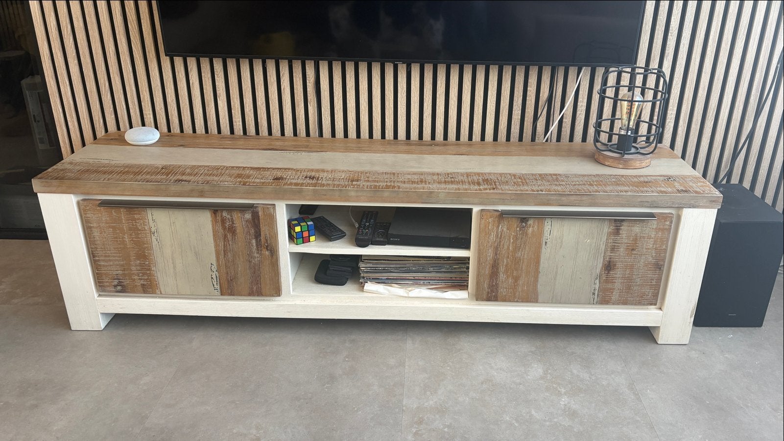 TV-meubel - hout - 180x47x45 cm, Gebruikt, 150 tot 200 cm, Ophalen of Verzenden, Landelijk