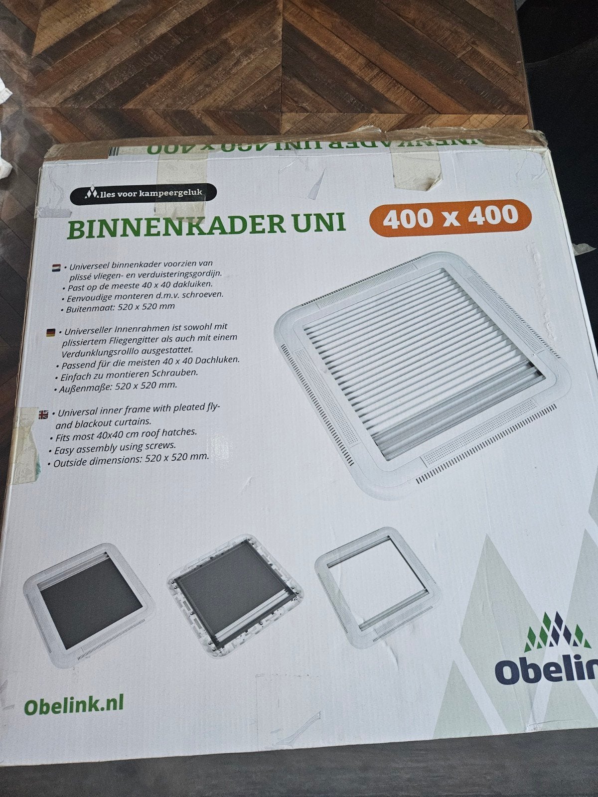 Obelink Binnenkader Uni 400x400 Dakluik met Hor en Rollo, Caravans en Kamperen, Ophalen of Verzenden, Nieuw