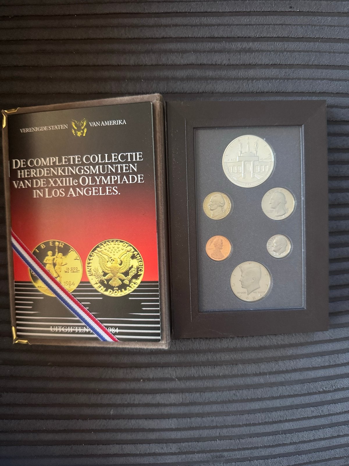 Amerikaanse Olympische Herdenkingsmunten Collectie 1984, Ophalen of Verzenden, Setje, Zilver