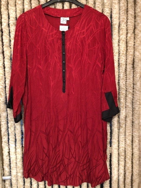 V) P52 designed by 2- biz nieuw rode jurk tuniek maat xl, Verzenden, Maat 46/48 (XL) of groter, Nieuw, 2- biz