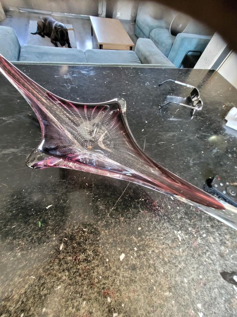 Unieke Murano glazen vaas, paars/roze, 50 cm, Ophalen of Verzenden