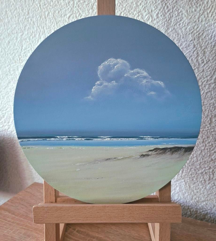 Zeegezicht rond paneel 20cm, Ophalen of Verzenden