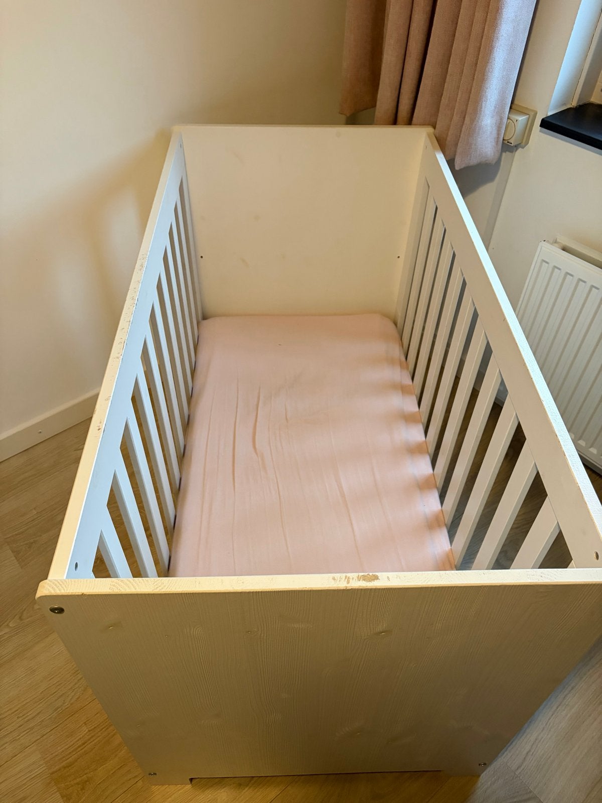 Wit ledikant met matras met topper, Ophalen, Gebruikt, Ledikant