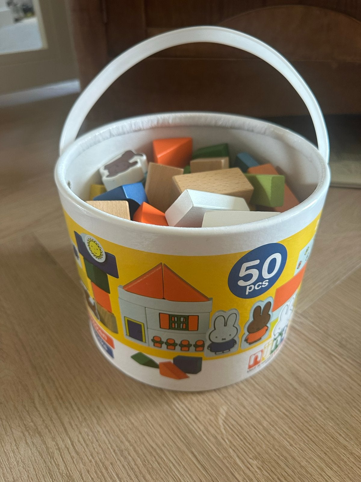 Houten blokken Nijntje, volle emmer, Kinderen en Baby's, Ophalen of Verzenden, Gebruikt, Overige merken