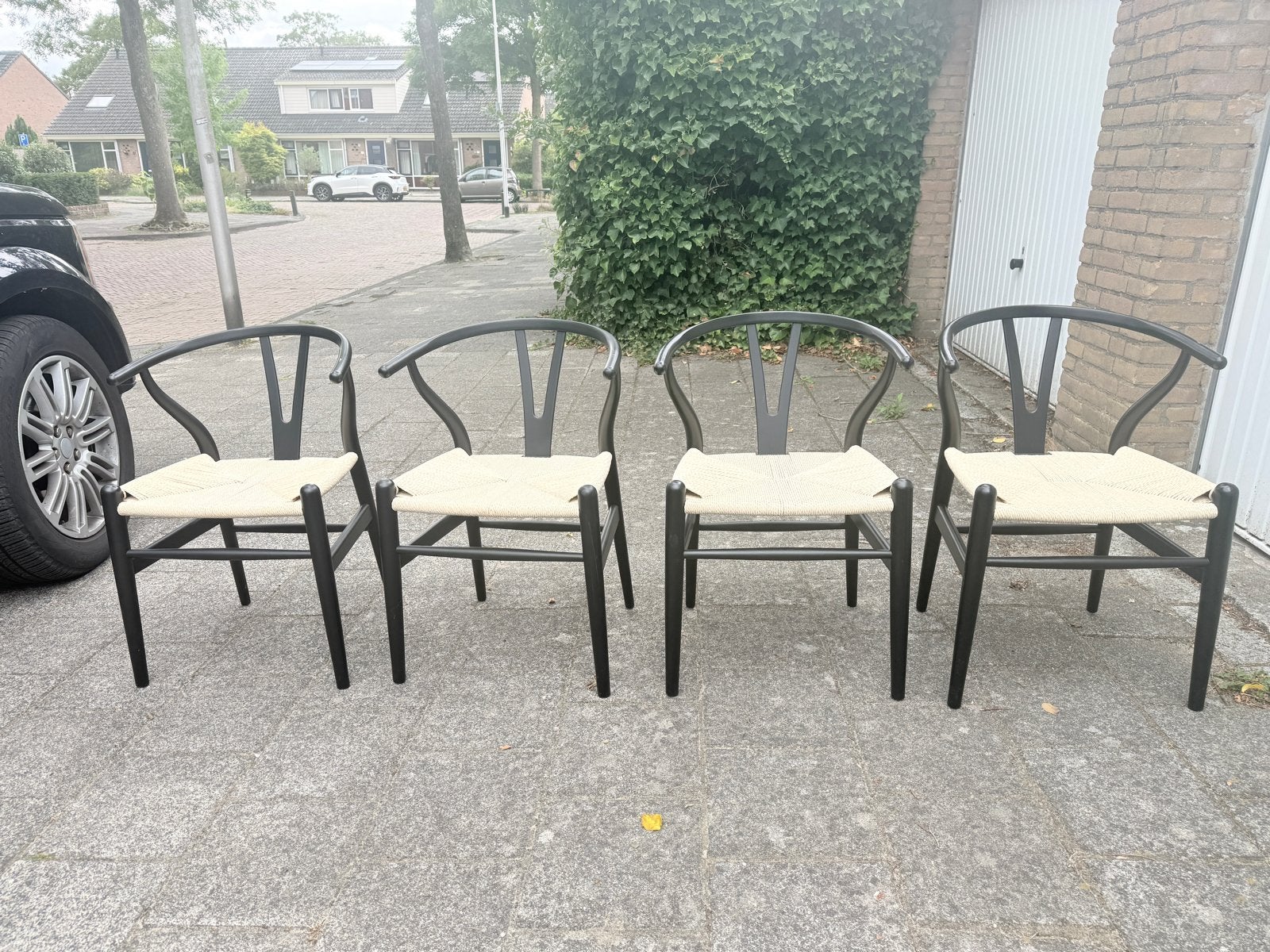 Wishbone Wegner Y-Stoel - Zo goed als nieuw, Huis en Inrichting, Ophalen, Zwart, Zo goed als nieuw, Vier