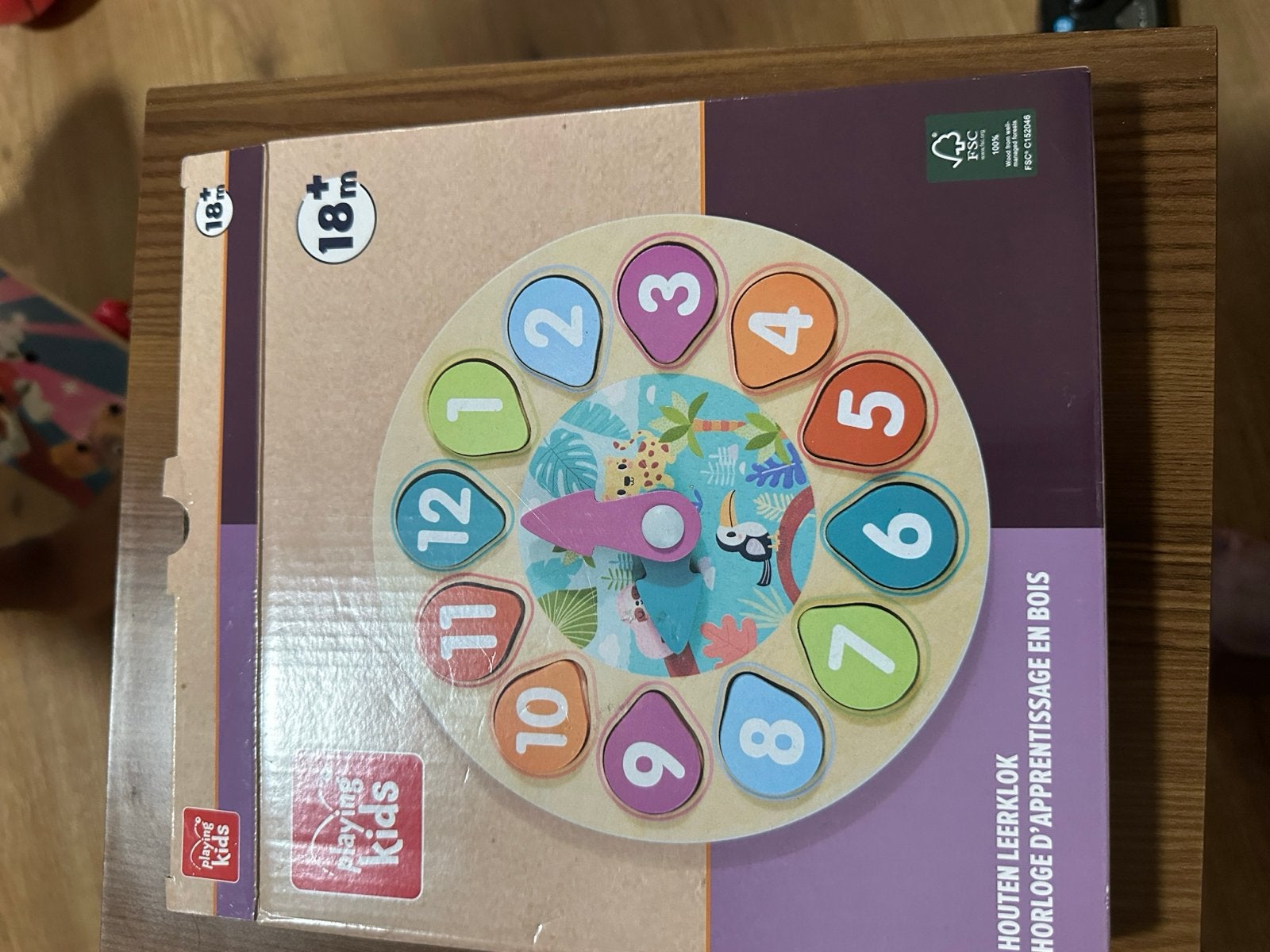 Houten leerklok - Educatief speelgoed voor kinderen, Kinderen en Baby's, Speelgoed | Educatief en Creatief, Ophalen, Nieuw, Puzzelen