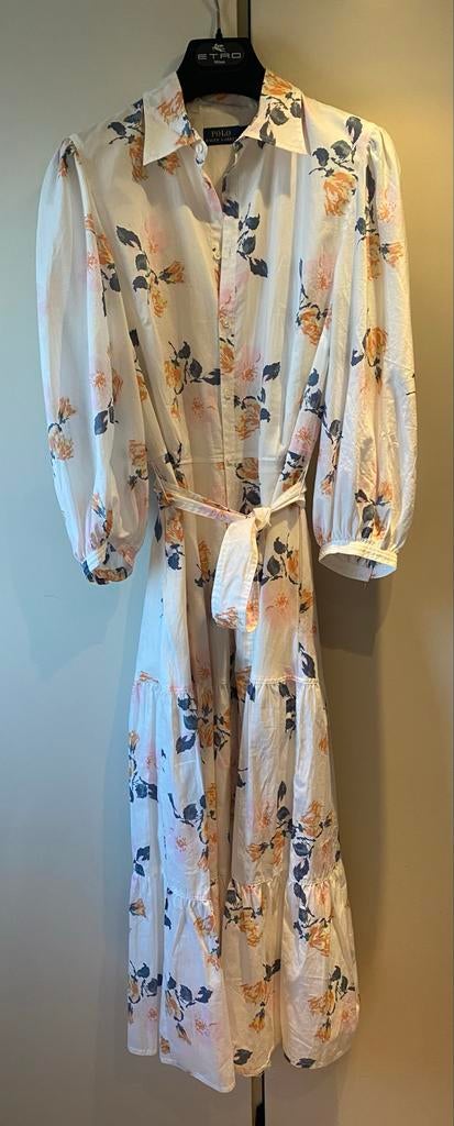 Polo Ralph Lauren Bloemen Jurk, Maat 38/40 (M), Wit, Ophalen of Verzenden, Zo goed als nieuw