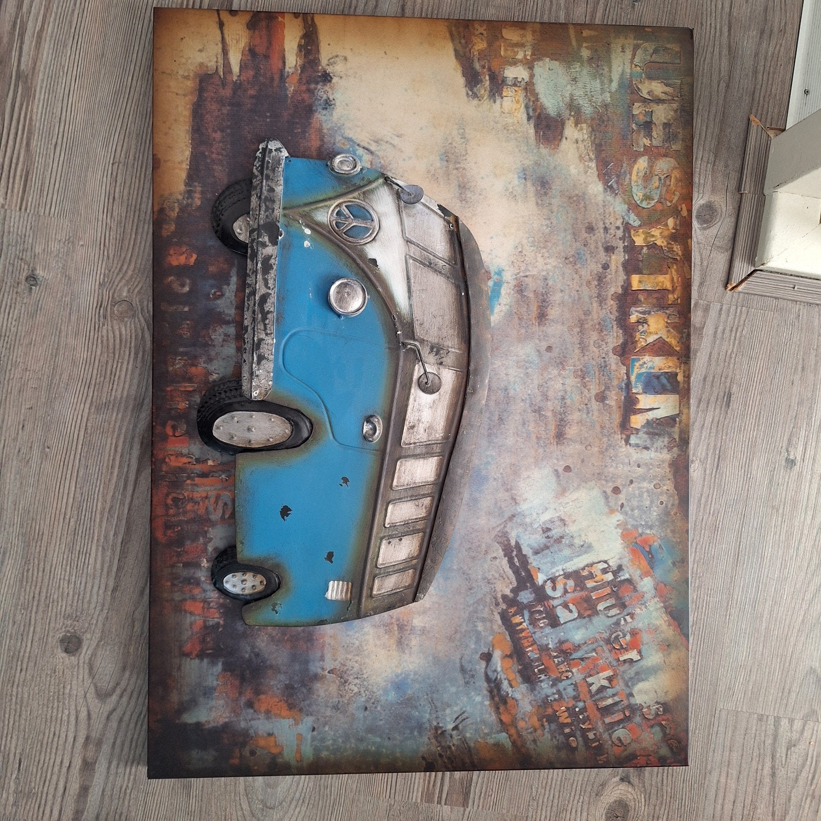 Prachtige 3d wandplaat VW bus (metaal), Antiek en Kunst, Ophalen