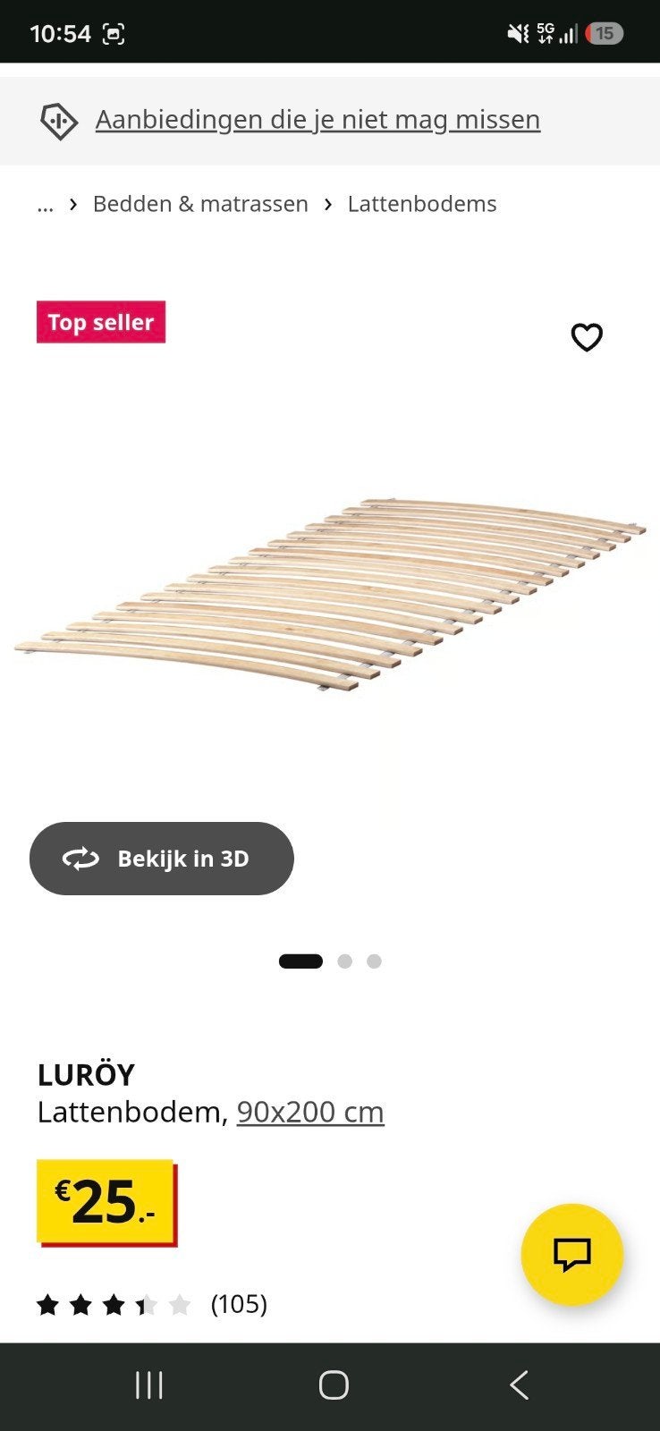 IKEA NEIDEN Bedframe, grenen, 90x200 cm, Ophalen, 90 cm, 200 cm, Hout