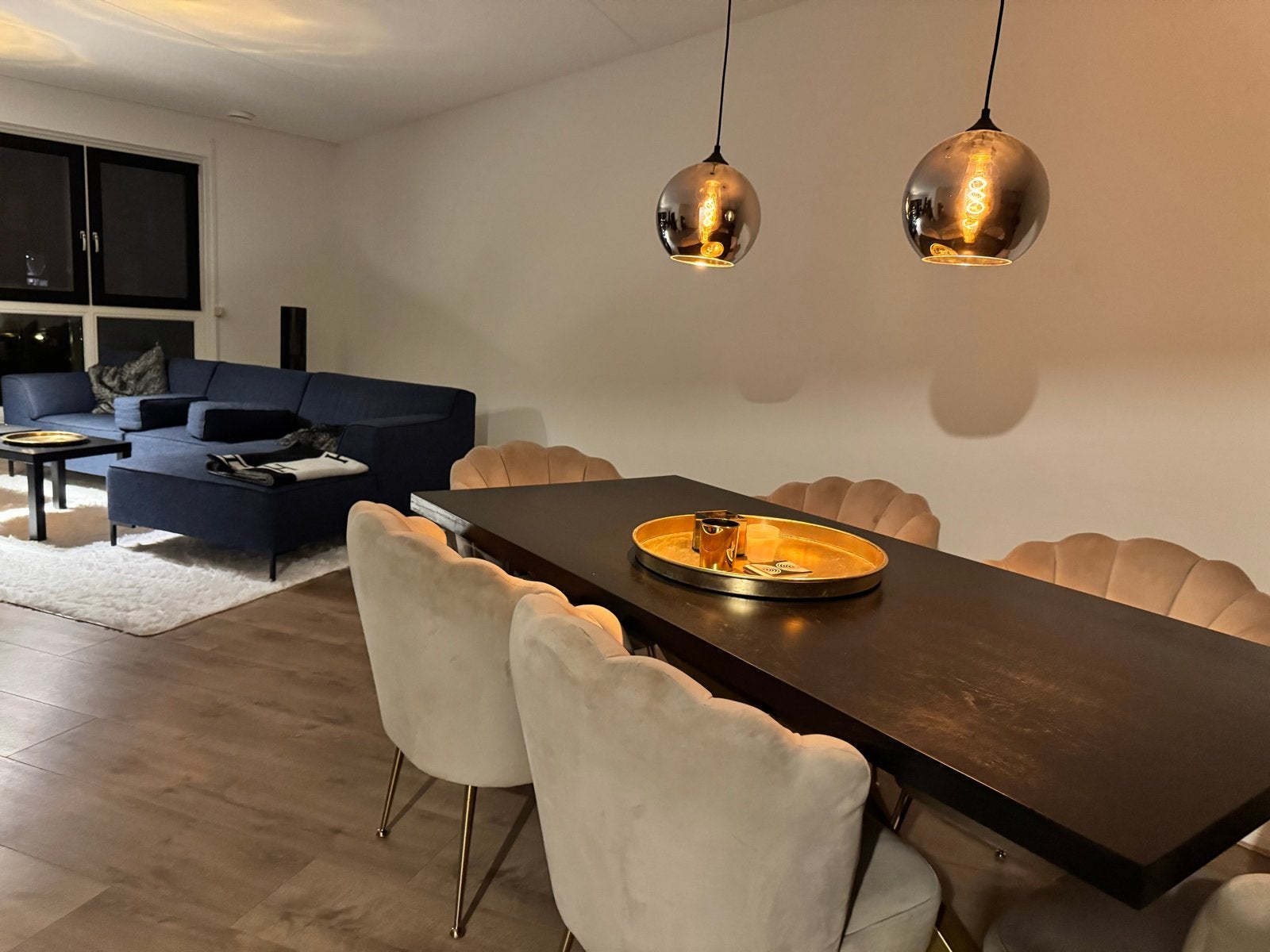 2 losse Smoked spiegelhanglampen - modern design, Ophalen, Zo goed als nieuw, Glas, E27 (groot)