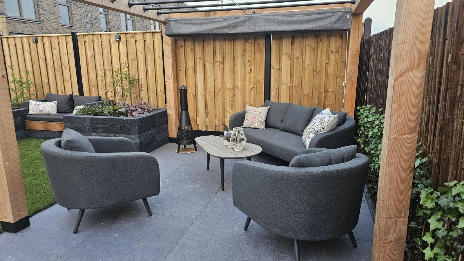 Nesling Coolfit  300x290 cm harmonicadoek Antraciet met hoes, Ophalen of Verzenden, Zo goed als nieuw