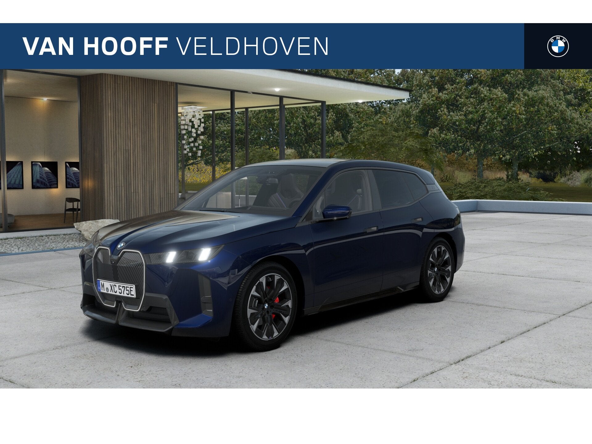BMW iX xDrive60 M Sport / Panoramadak Sky Lounge / Trekhaak, Auto's, BMW, Automaat, Zwart, Blauw, IX
