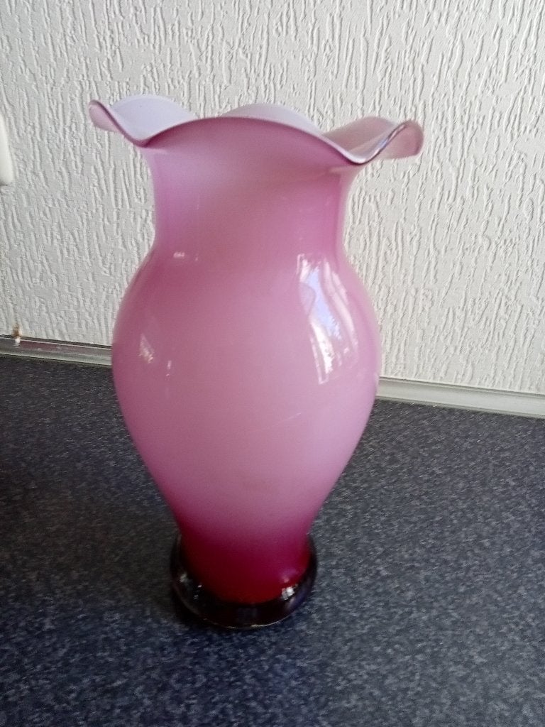 prachtige nieuwe glazen roze vaas 32 cm, Ophalen of Verzenden, Roze
