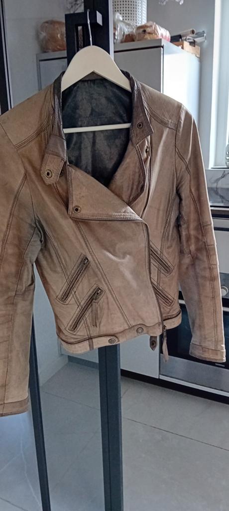 Kalfsleren bikerjack, Maat 38/40 (M), Bruin, Ophalen of Verzenden, Onbekend