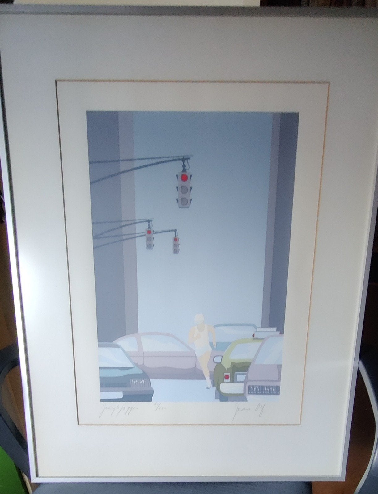 Ingelijste Kunstprint: Stadsgezicht met Verkeerslichten, Ophalen