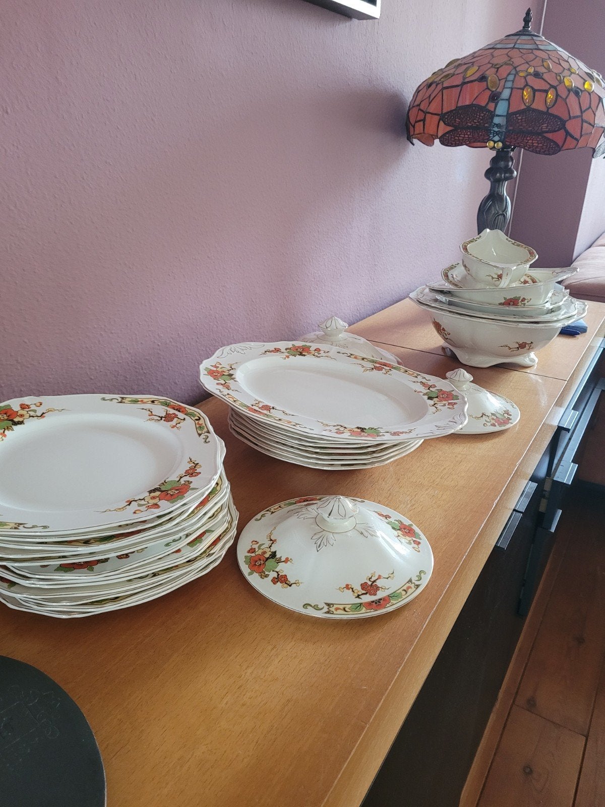 24-delig Alfred Meakin England servies met bloemmotief, Antiek en Kunst, Antiek | Servies compleet, Ophalen