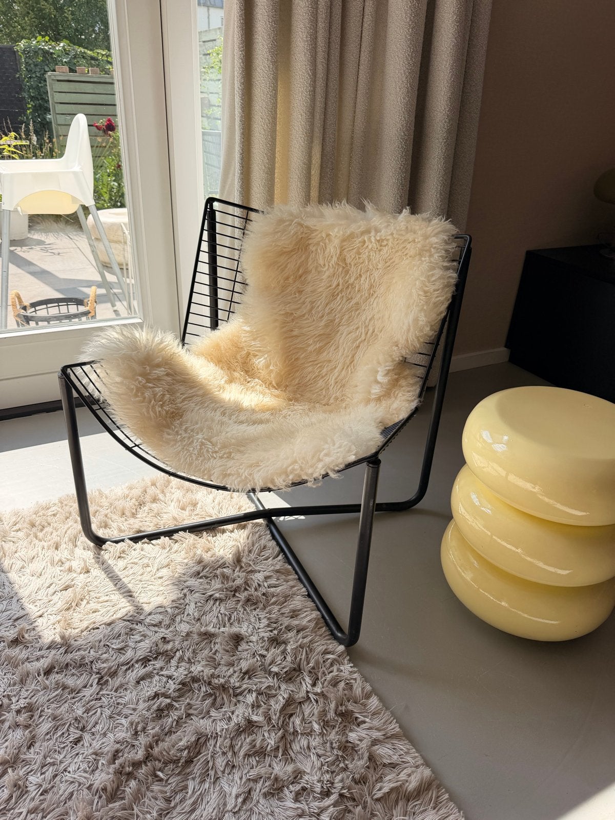 Zwarte vintage draadstoel van Niels Gammelgaard voor Ikea, Huis en Inrichting, Stoelen, Ophalen, Gebruikt, Zwart, Metaal