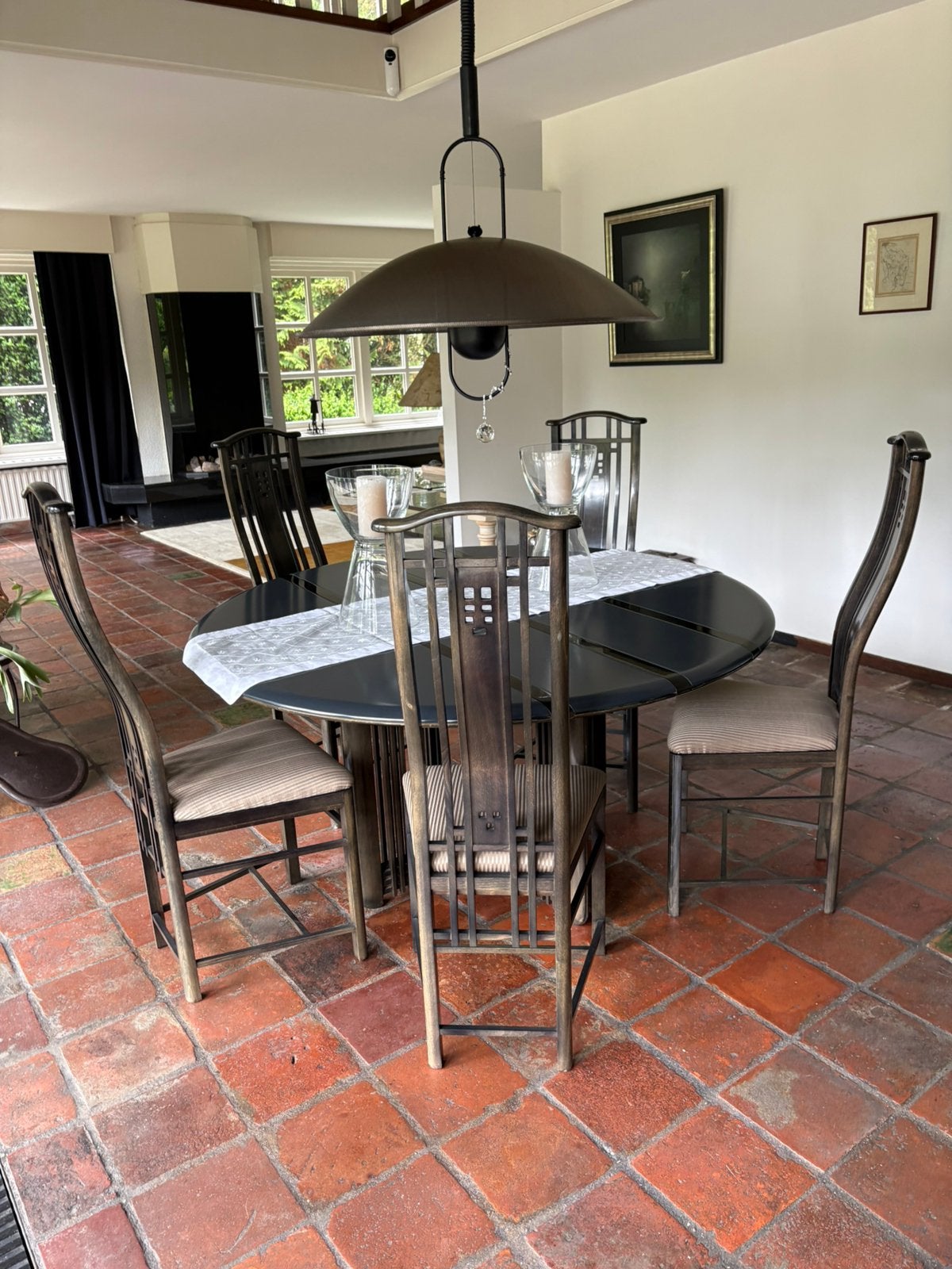 Giorgetti eettafel met stoelen, Ophalen, Overige materialen, 100 tot 150 cm, Klassiek