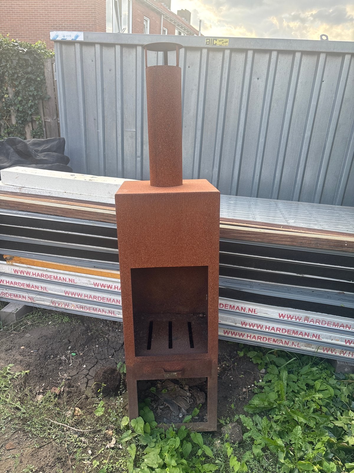 Cortenstaal Vuurkolom / Tuinhaard - Gebruikt, Ophalen, Gebruikt, Vuurkorf
