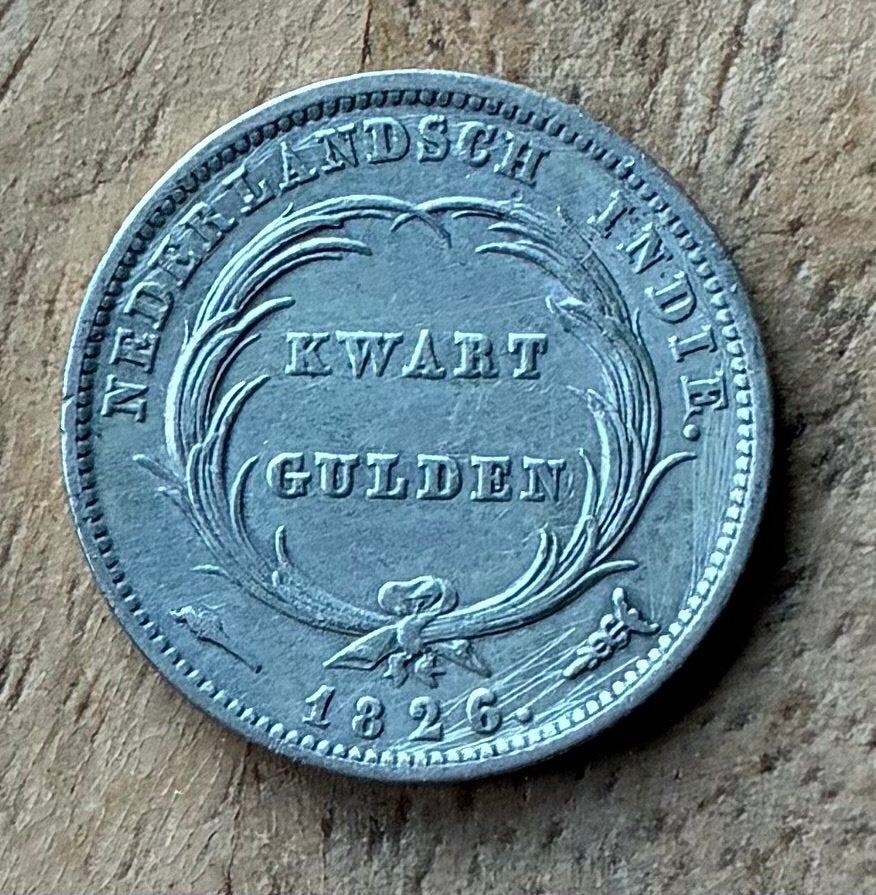 kwart gulden 1826 Willem I Nederlands-Indië, Ophalen, Zilver, 25 cent, Koning Willem I