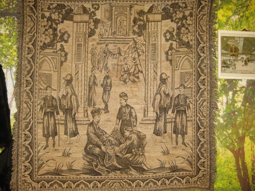 Vintage wandtapijt met oosterse scène, Ophalen of Verzenden
