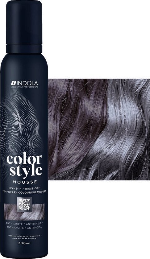 Indola Color Style Mousse, Kleur: Antraciet "NEW", Ophalen of Verzenden, Nieuw, Gel, Wax, Haarlak of Mousse