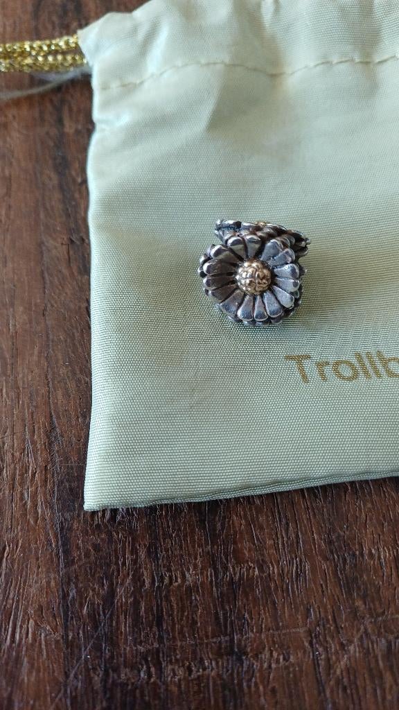 Trollbeads Madeliefjes bedel TAGBE-00081, Ophalen of Verzenden, Zo goed als nieuw, Trollbeads, 1 bedel
