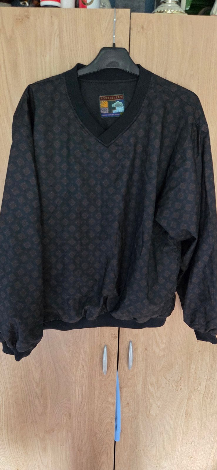 Forrester's Vintage Trui - Donkerblauw met patroon, Forrester's, Gedragen, Verzenden, Maat 48/50 (M)