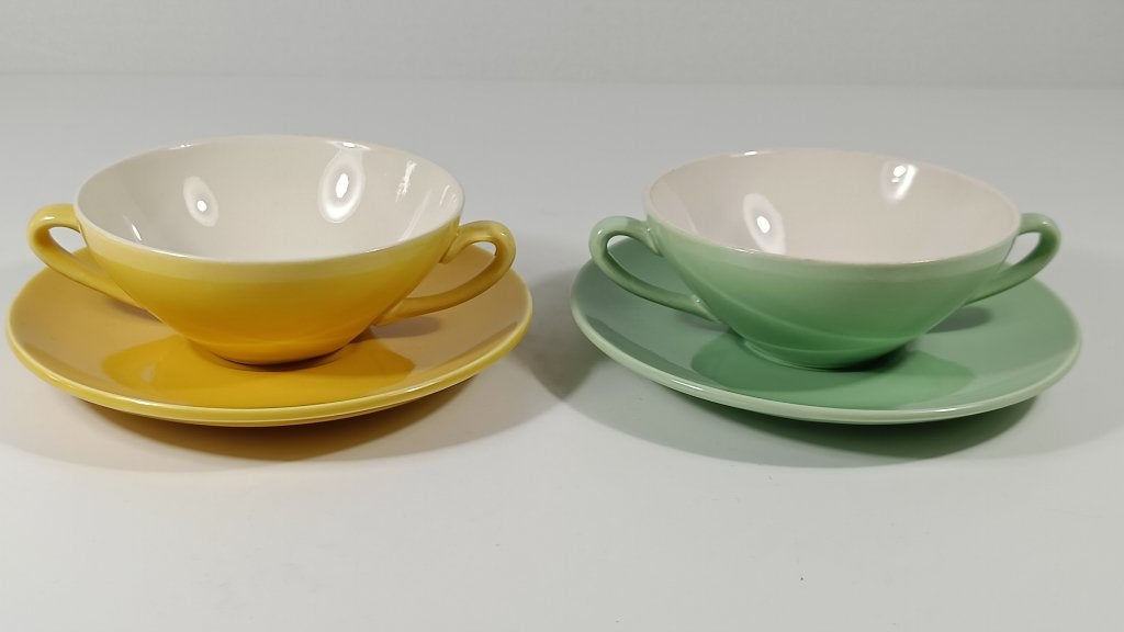 Villeroy en Boch vintage soepkommen jaren 50, Ophalen of Verzenden, Gebruikt, Aardewerk, Kop(pen) en/of Schotel(s)